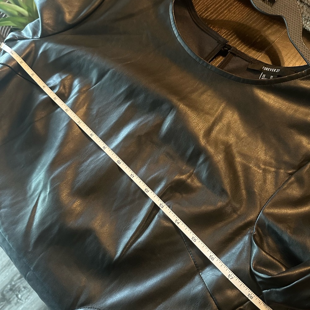 Forever 21 Black Faux Leather Cutout Dress-Size XL - Picture 9 of 13